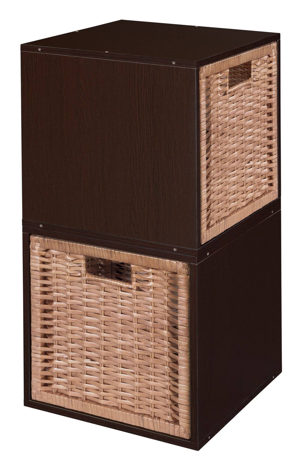 Truffle/Natural 2 Cubes and 2 Wicker Baskets Storage Set Y220866