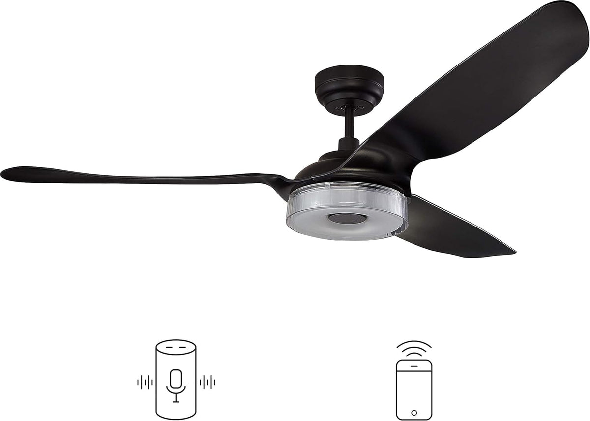 White 56 3 Blade Smart Ceiling Fan with Remote Control and Dimmable LED Light U3020