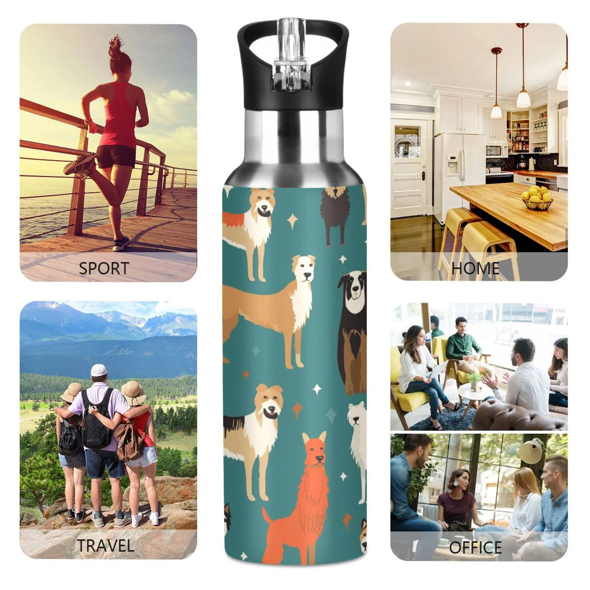 20 oz Insulated Stainless Steel Water Bottle with Straw Lid A669