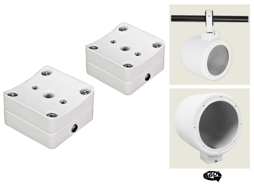 6.5" 360° Swivel White Aluminum Surface Mount Speaker Pods G16867
