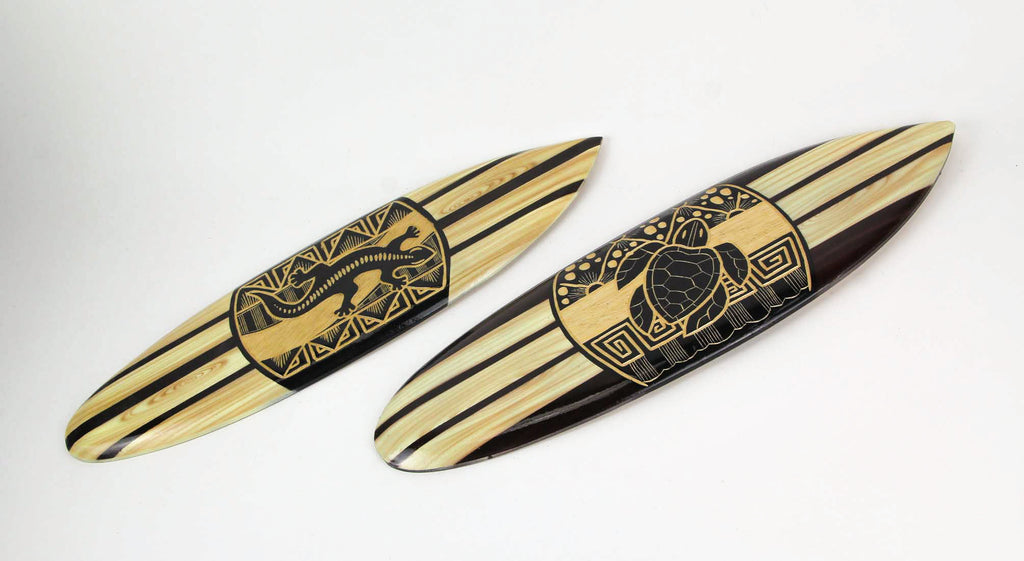 Carved Wood Surfboards Wall Hanging Art Set Of 2 M101