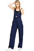 Navy Baggy Straight Leg Twill Overalls R207572