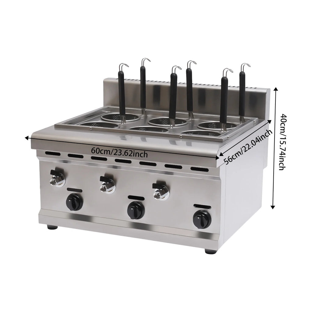 6 Holes LPG Propane Gas Commercial Pasta Cooker with 2 Tanks E922591