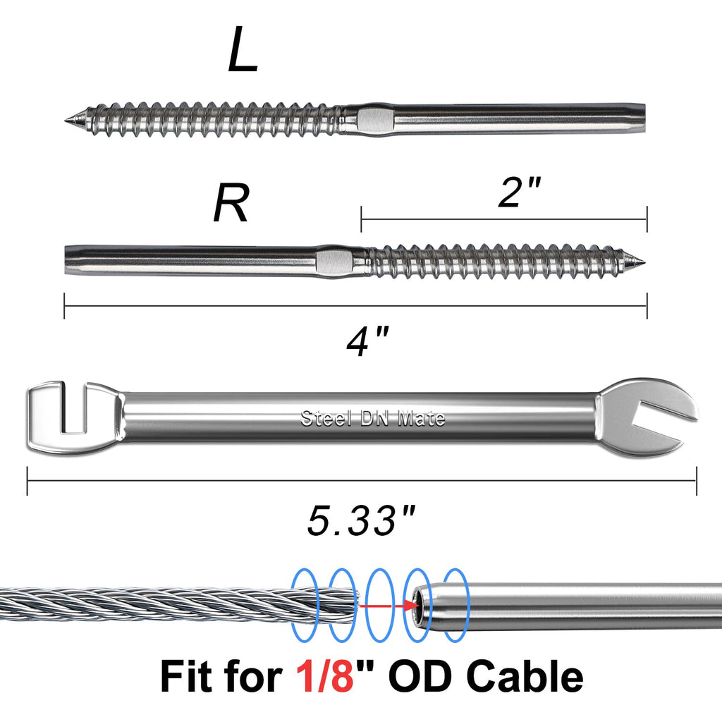 T316 Stainless Steel Swage Lag Screws for Wood Post Deck Railing Kit, 60 Packs S1830