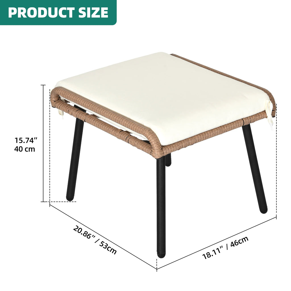 Beige Set of 2 Patio Ottoman with Cushion F899675
