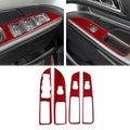 Carbon Fiber Door Window Lift Control Panel Cover Trim Sticker (Red) Pack of 2 Q69213