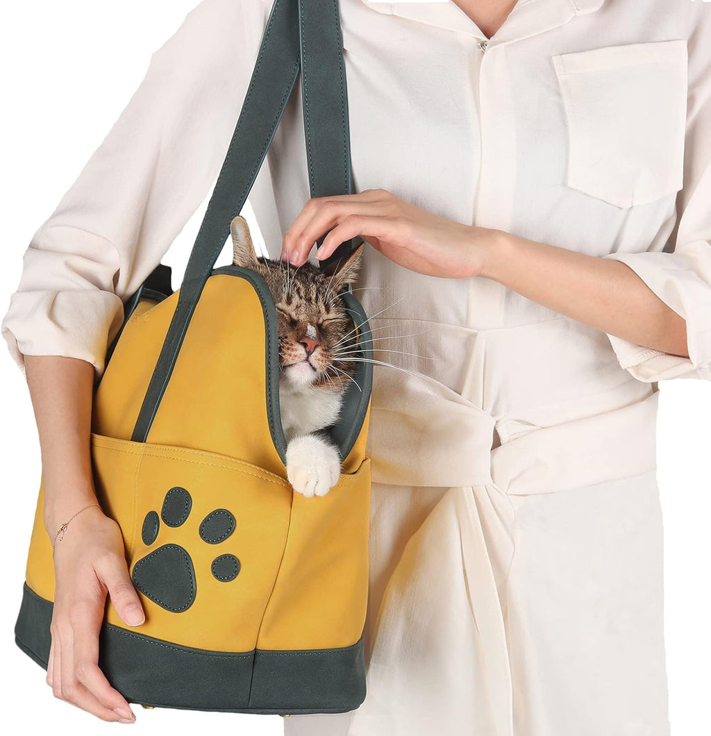 Yellow Leather Small Pet Carrier B6040