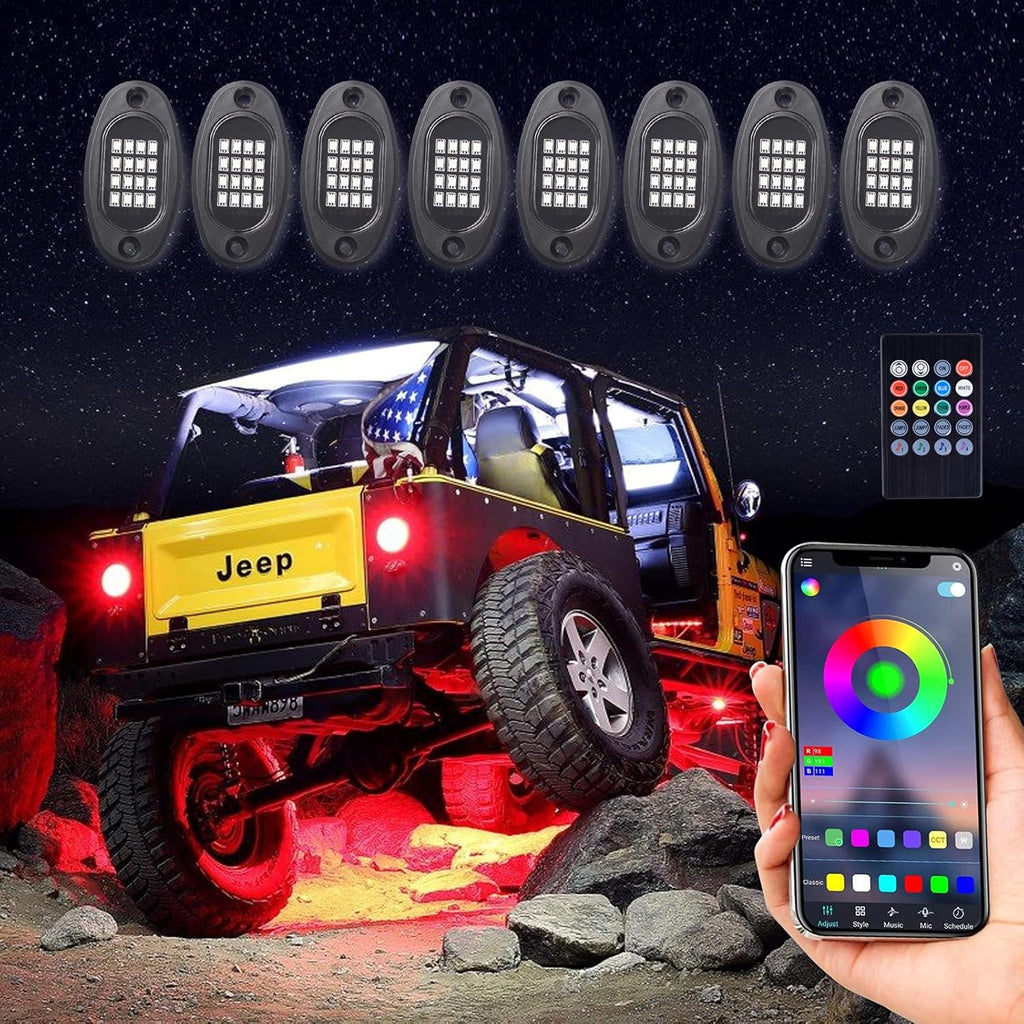 Multicolor 64 LEDs Waterproof Offroad Rock Lights Pack of 2 V317
