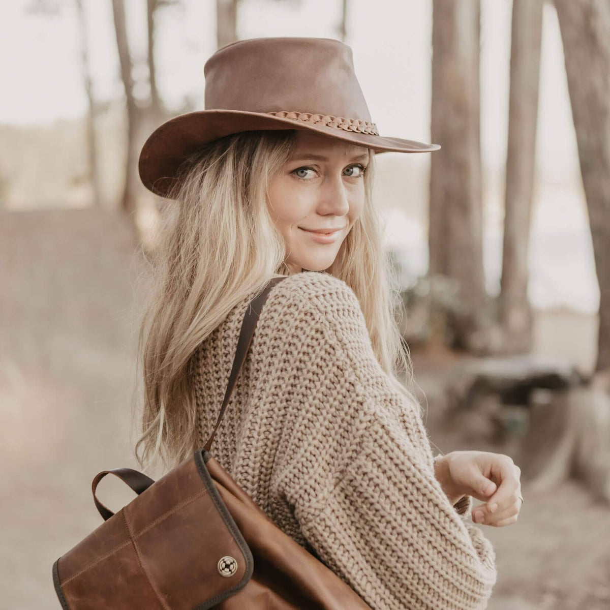 Copper Leather Hat I398