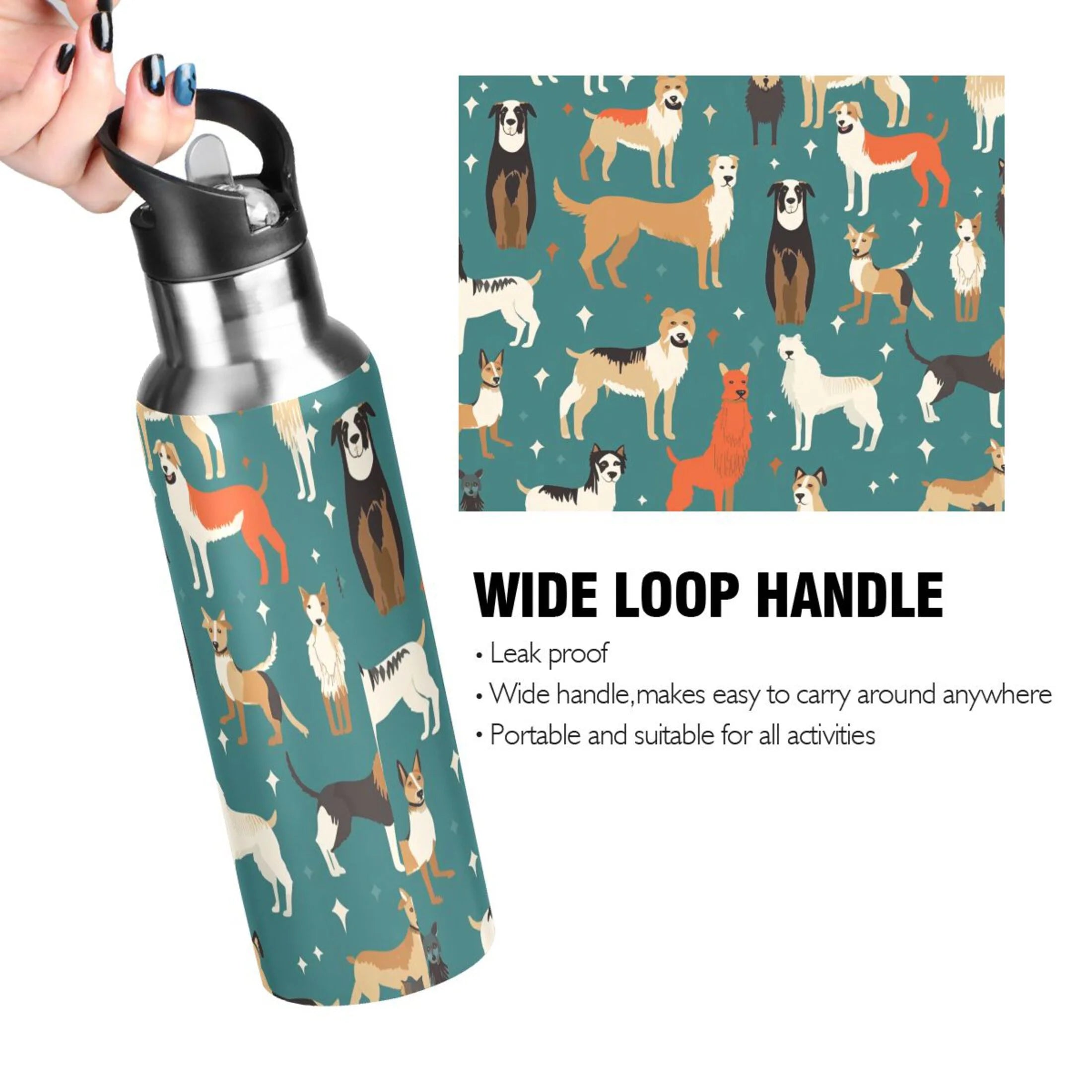 20 oz Insulated Stainless Steel Water Bottle with Straw Lid A669