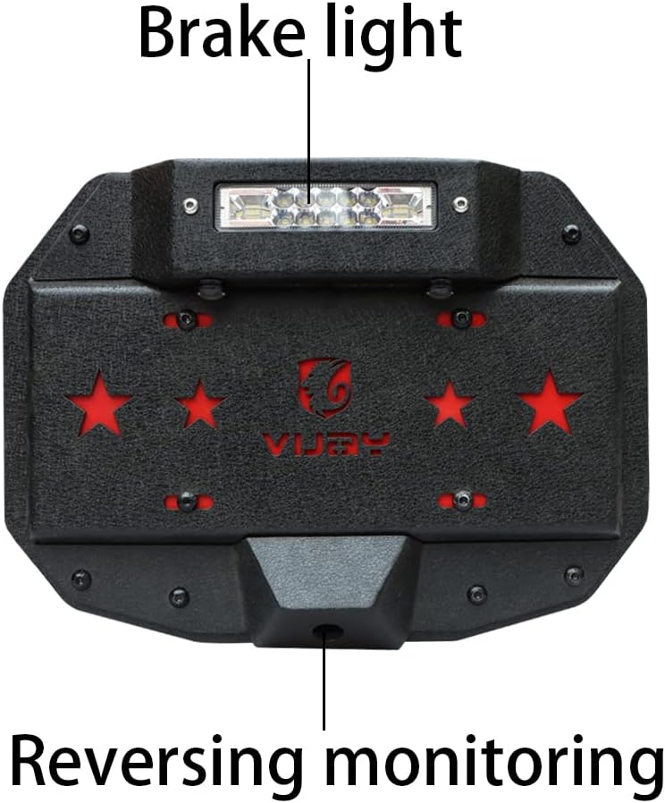 Spare Tire Delete License Plate Relocation Kit with Third Brake Light and Rear Camera Mounting Holes T1947