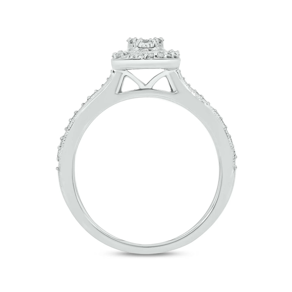 925 Sterling Silver Oval Diamond Engagement Ring and Wedding Band Set B239715