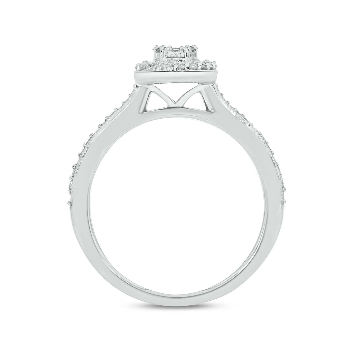 925 Sterling Silver Oval Diamond Engagement Ring and Wedding Band Set B239715