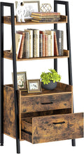 Rustic Brown 3 Tier Ladder Shelf with 2 Drawers T6597