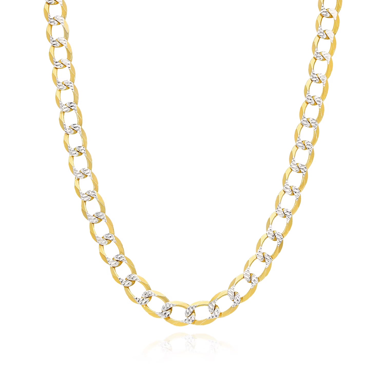 18K Gold Over Silver Diamond-Cut Cuban Chain Necklace 20"-26" Q5528