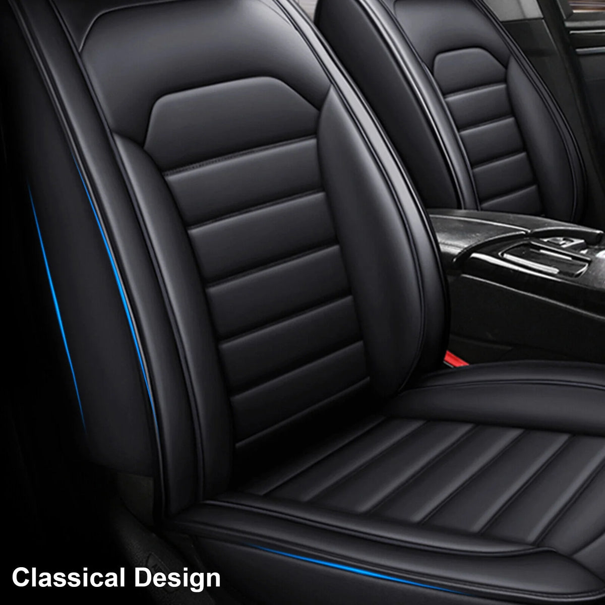 Black Waterproof Pu Leather Full Set Car Seat Covers D66618