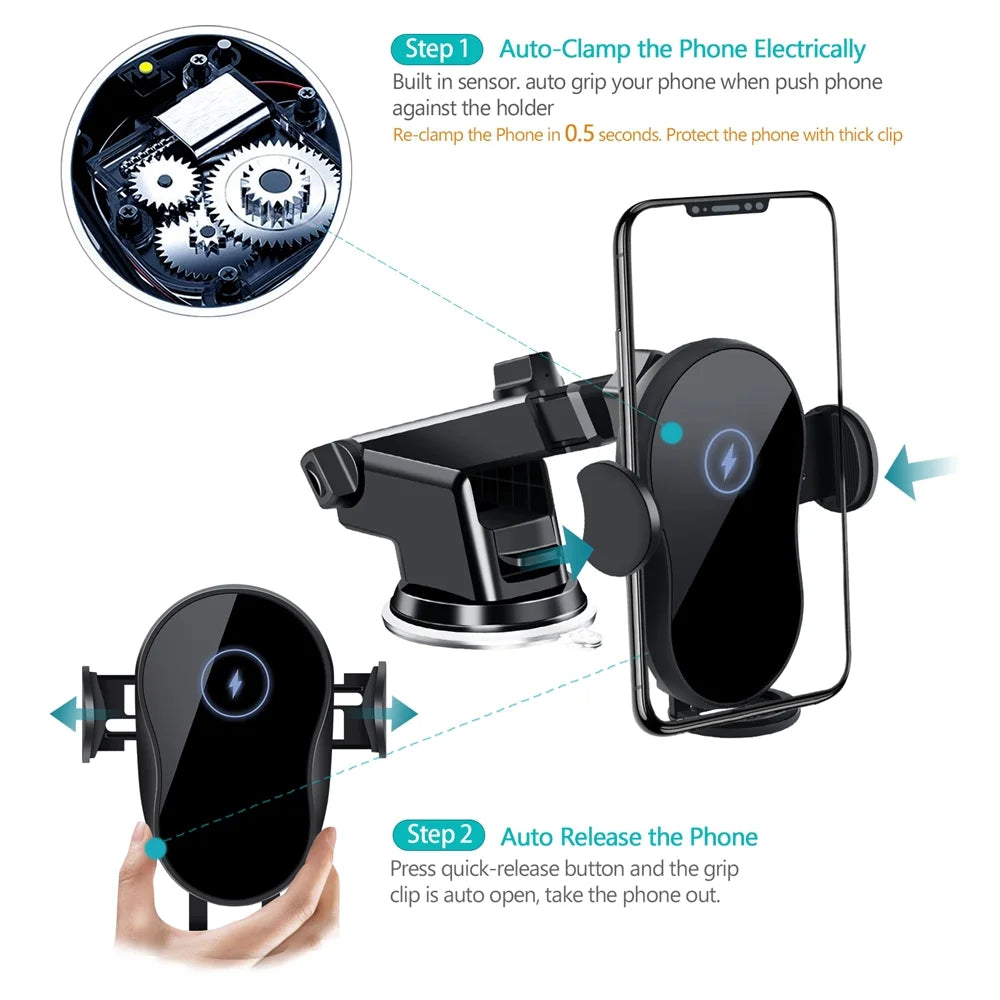 Wireless Car Charger Mount for iPhone 14/13/12/11/X/8 Series U19051