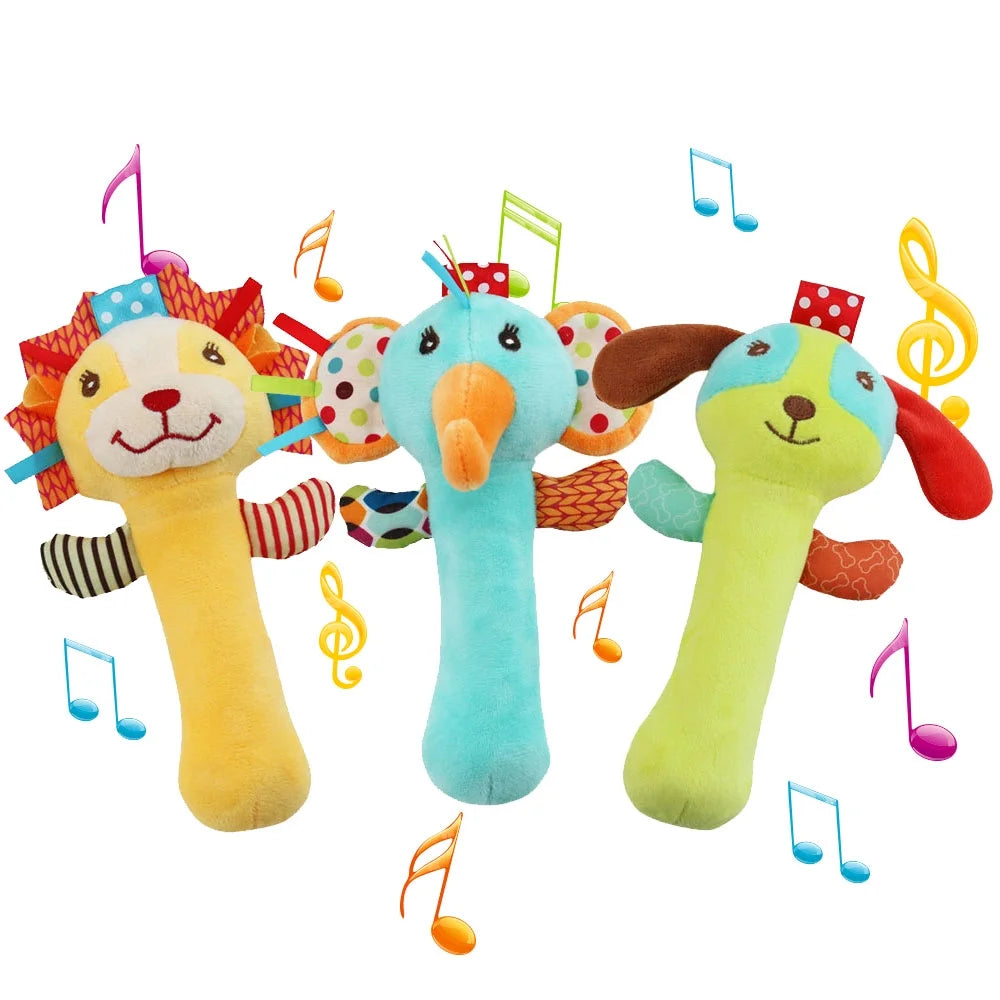 3 Pack Baby Rattles Toys Soft Rattle Sensory Toys Stuffed Animals Hand Grip Set I9845