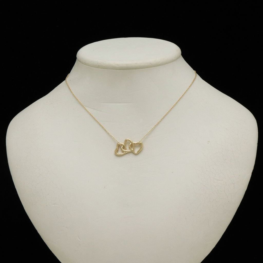 Tiffany Triple Open Heart Pendant Necklace Yellow Gold Y740930