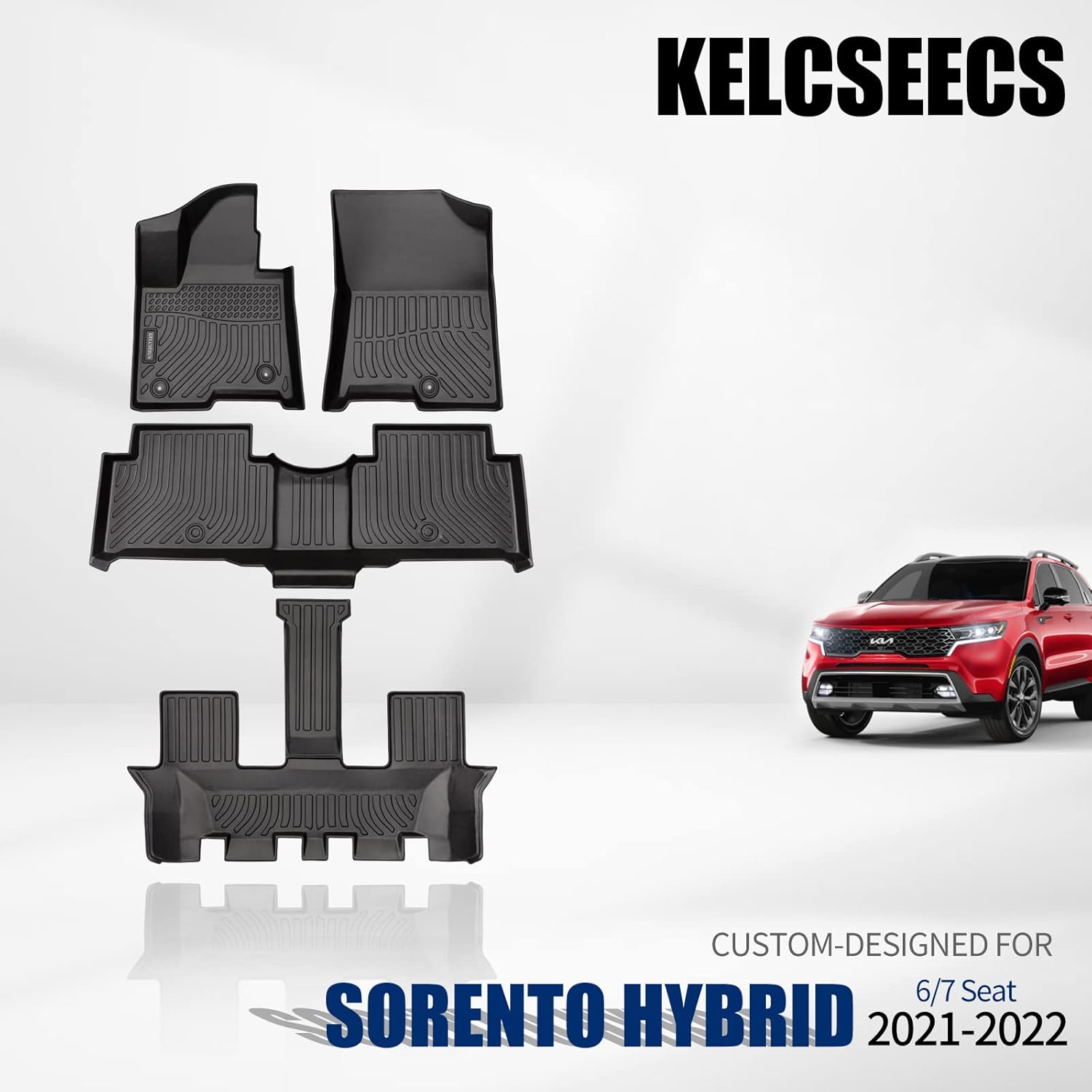 Black Waterproof TPE Car Mats for Kia Sorento 6 Seat 2021 2022 Y22190