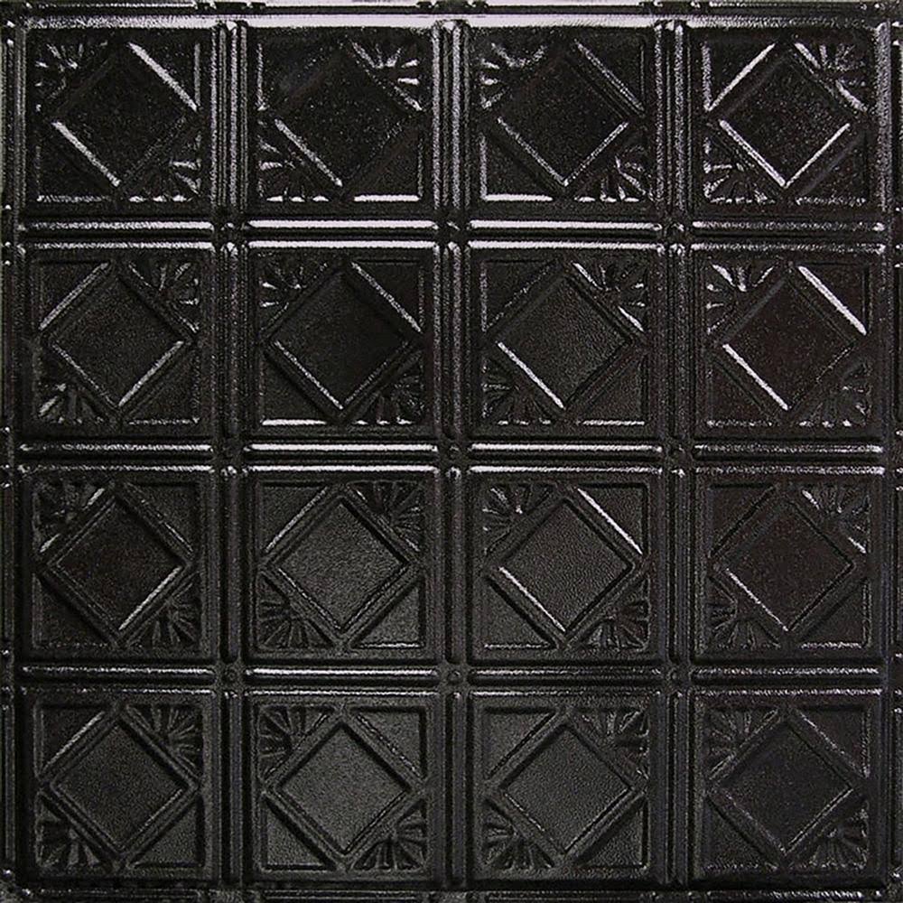 24 in. x 24 in. Textured Black Satin Tin Wall Tile Backsplash Kit (5 Pack) F47443
