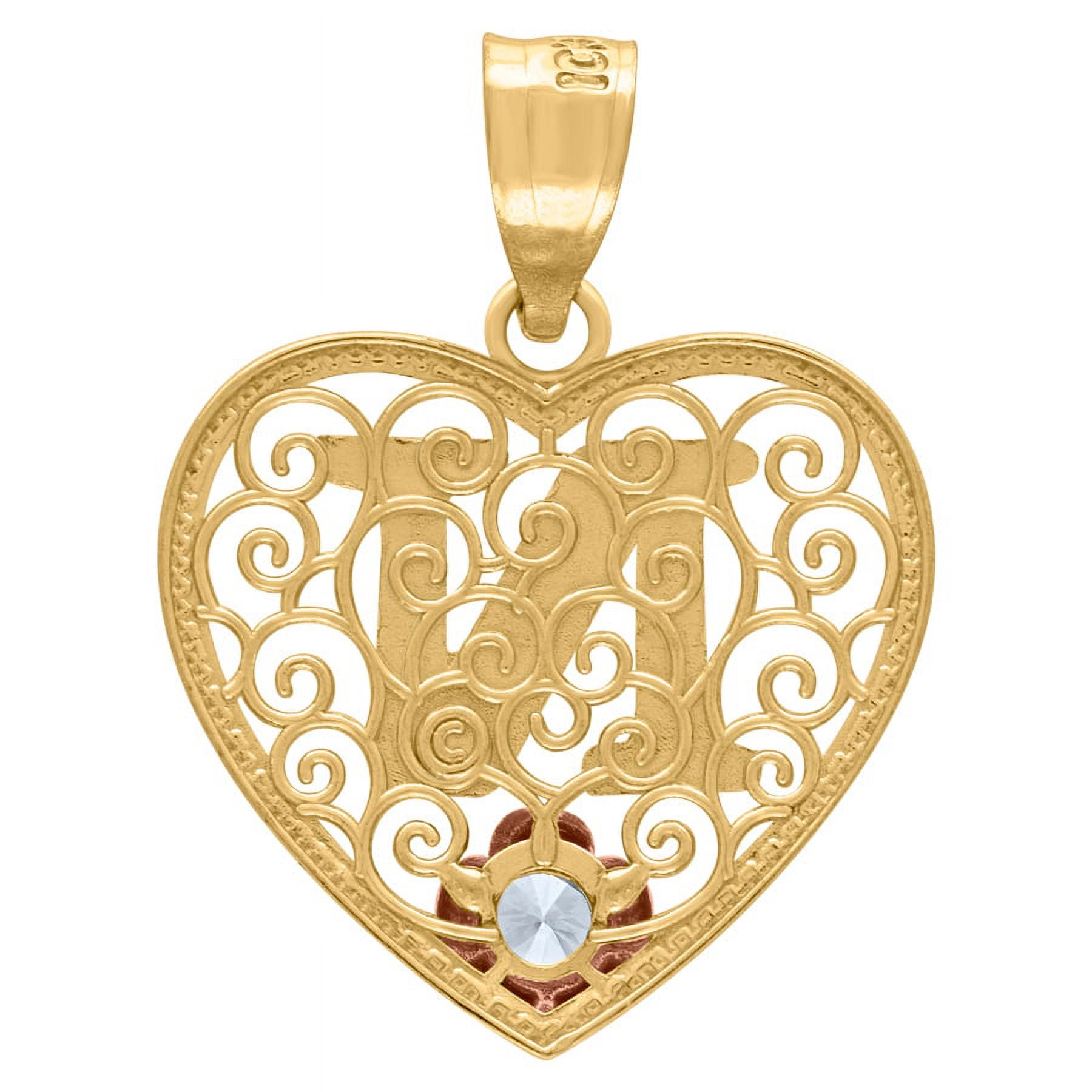 Tri color Gold Love Heart Letter N Charm Pendant Necklace D333280