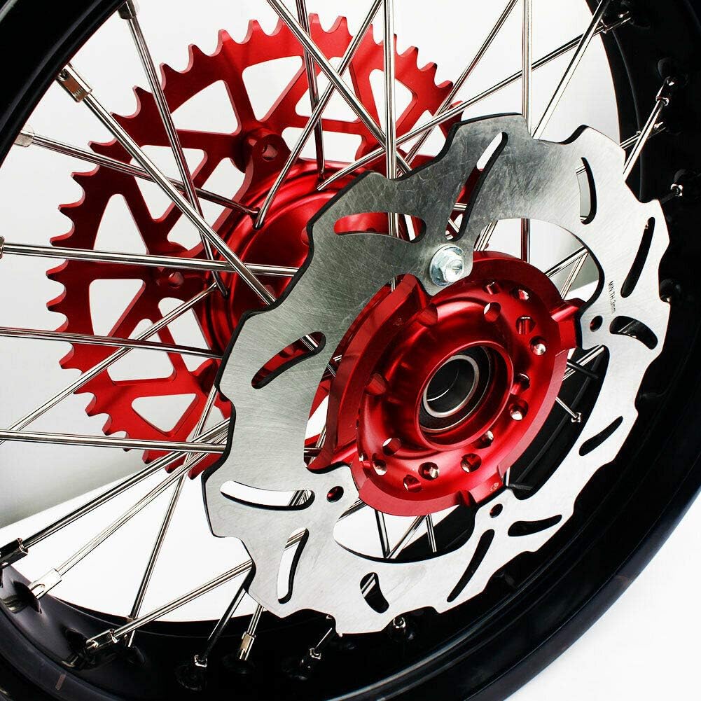 17" Supermoto Wheel Set with Brake Rotors and Rear Sprocket T7617
