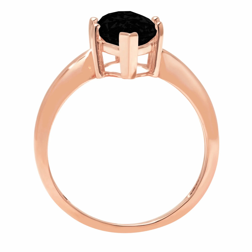 2.5ct Marquise Cut Black Onyx Solitaire Ring E9642