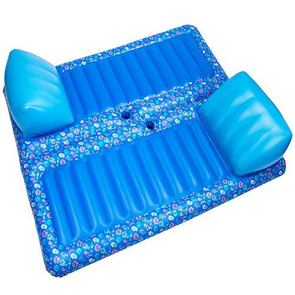 2-Person Inflatable Swimming Pool Lounge Raft with Cup Holders E874209