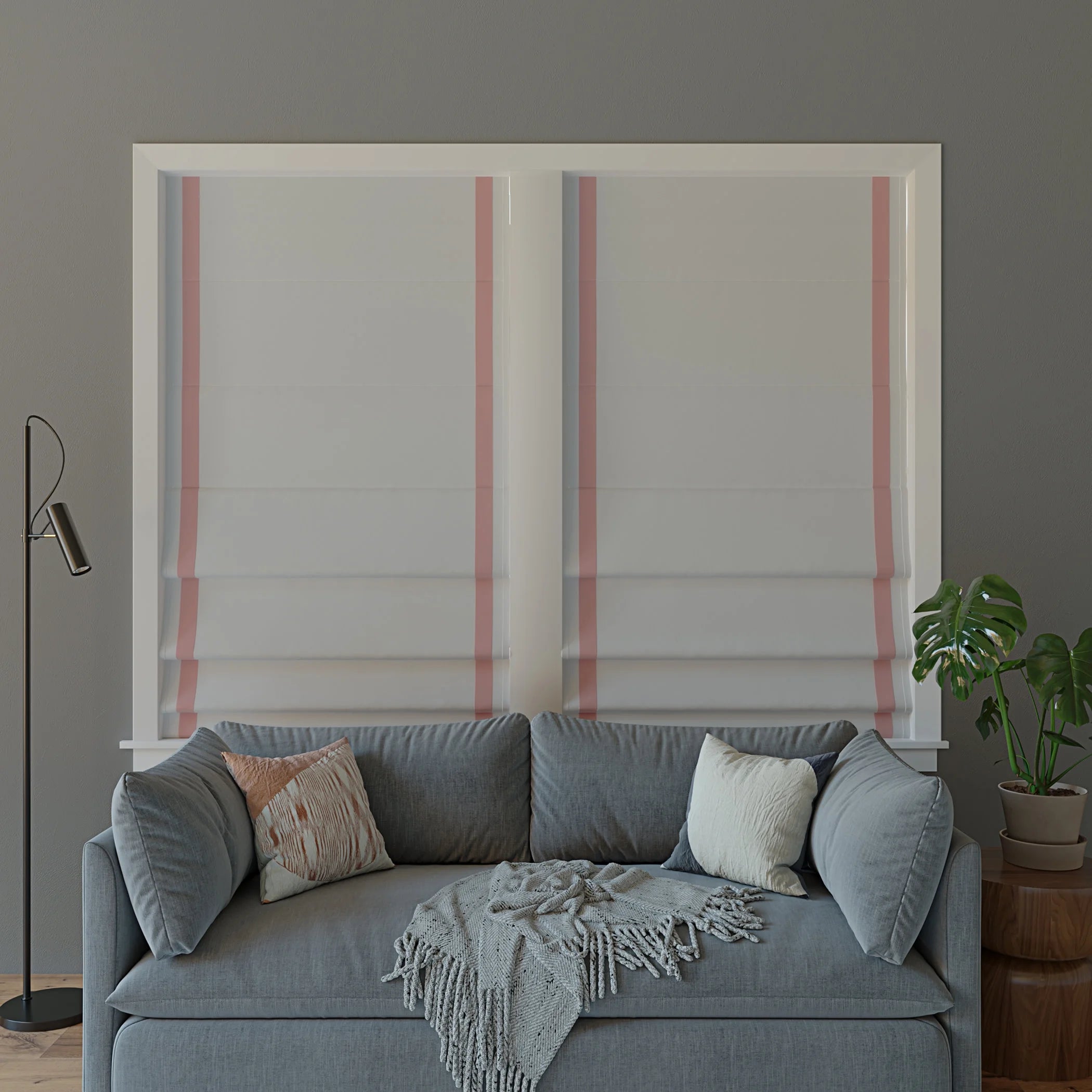 Pink Ribbon Border 100% Blackout Cordless Roman Shade, 39"x64" W64455