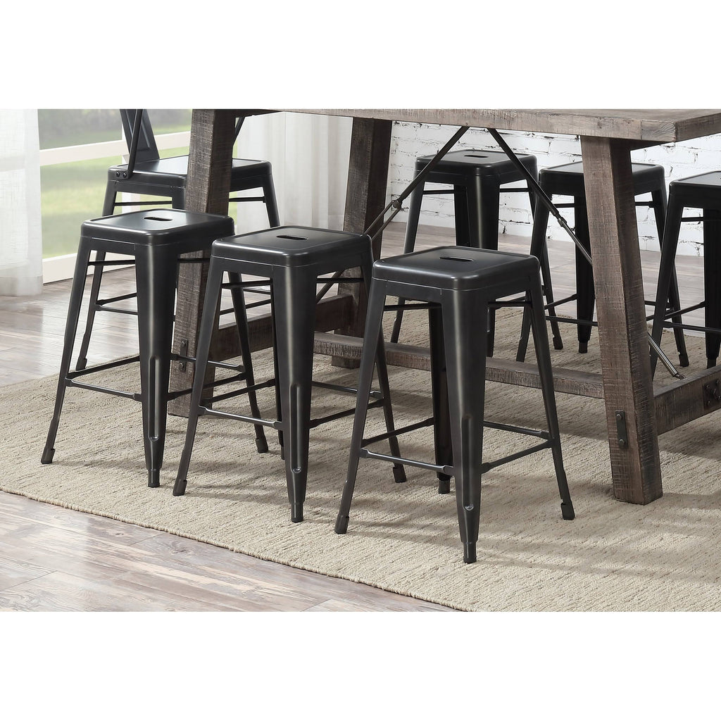 Gunmetal Grey 24-Inch Bar Stool Set of 2 E663610