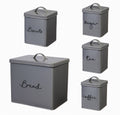 Gray Steel Kitchen Canisters, Set of 5 A402766