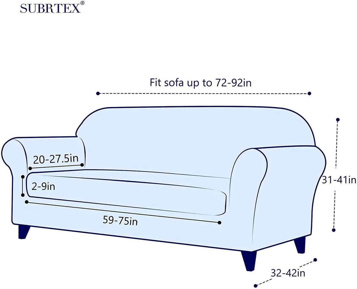 White Striped Polyester 2-Piece Slipcovers J330