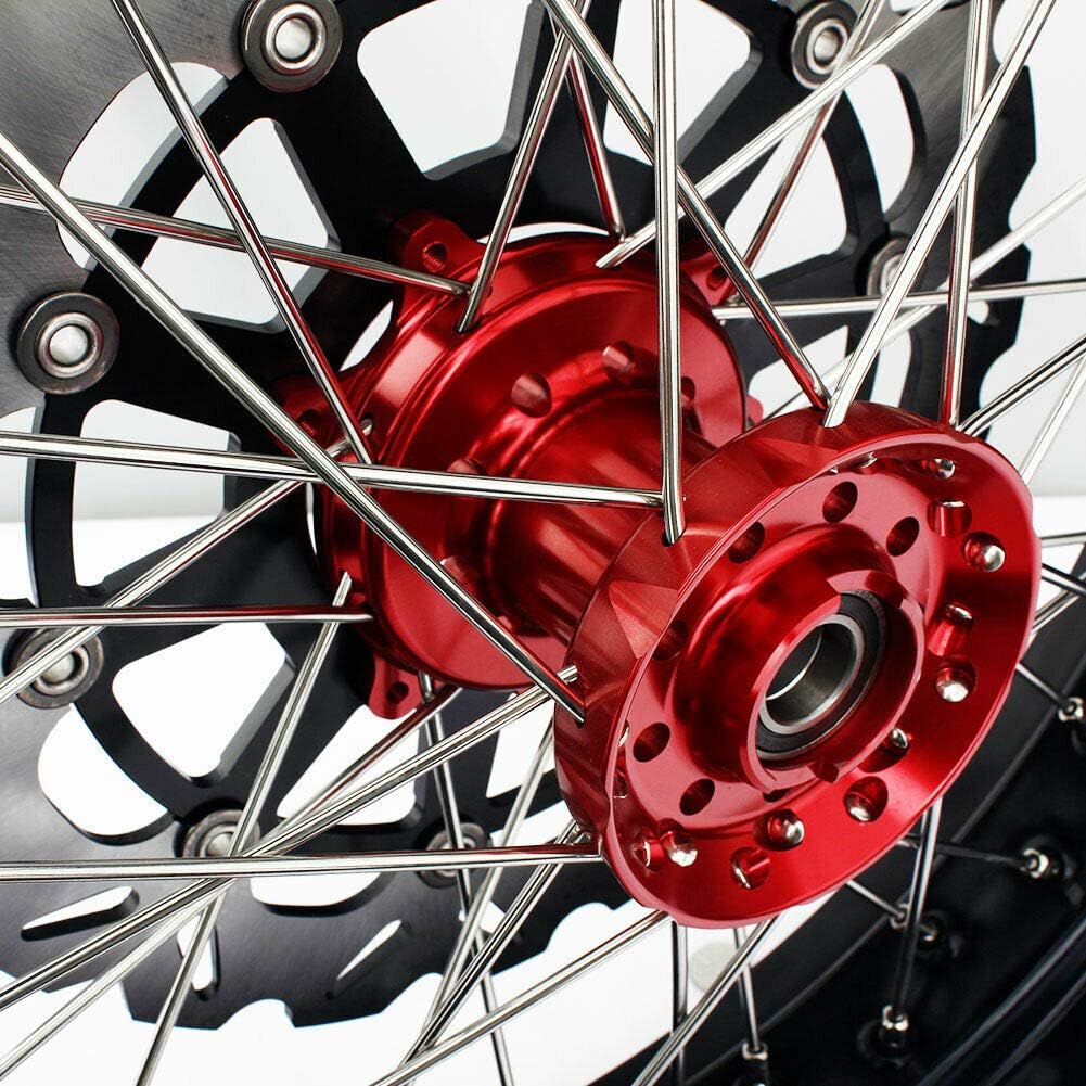17" Supermoto Wheel Set with Brake Rotors and Rear Sprocket T7617
