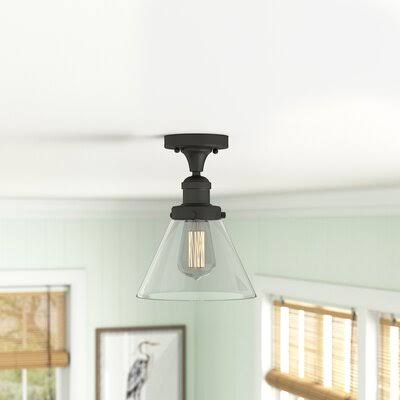 1 Light Semi Flush Mount Fixture Oil Rubbed Bronze Clear W71124