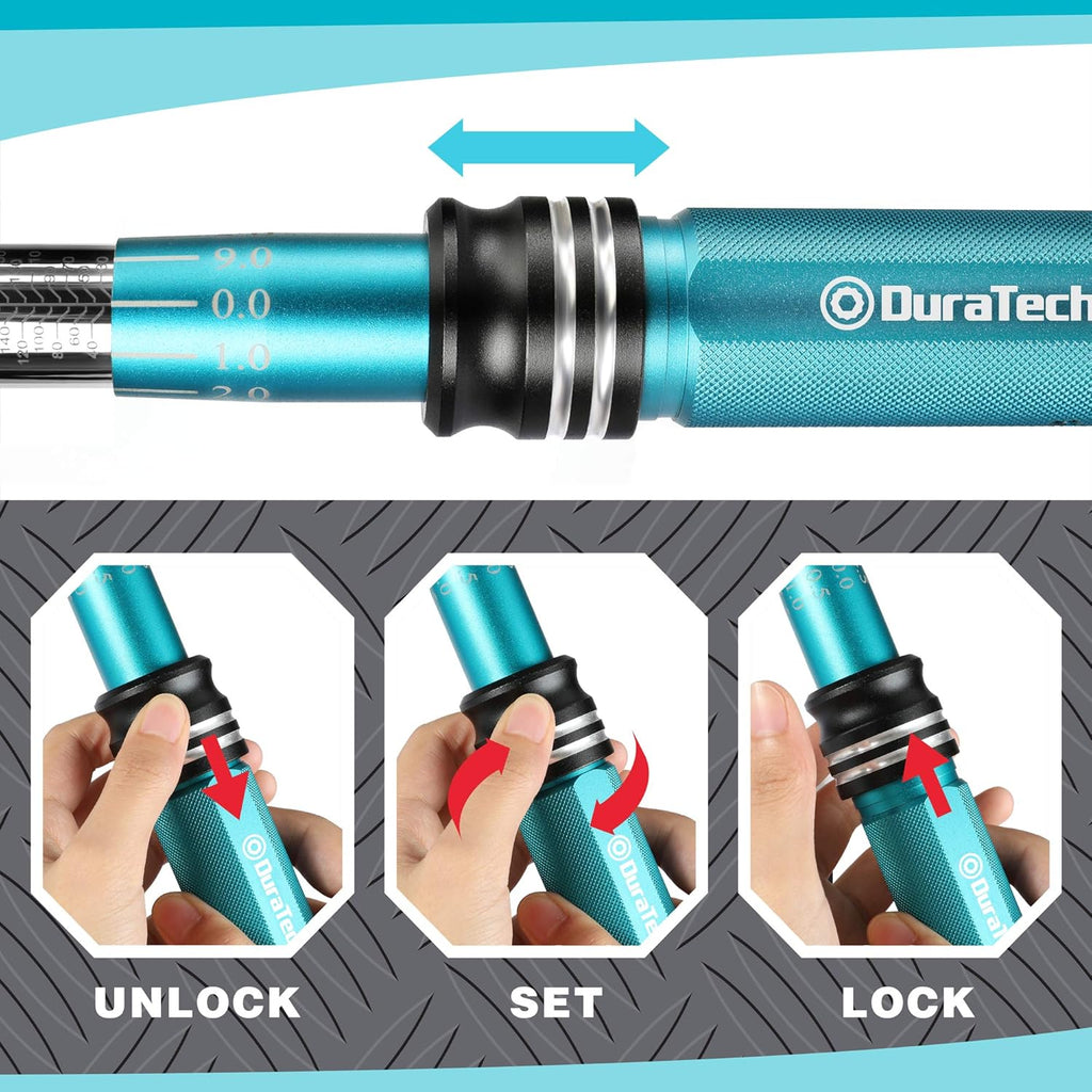 1/2-Inch Drive Click Torque Wrench, 30-160 Ft-lb, with Socket Adapter, Extensions Bar, Storage Case U25620