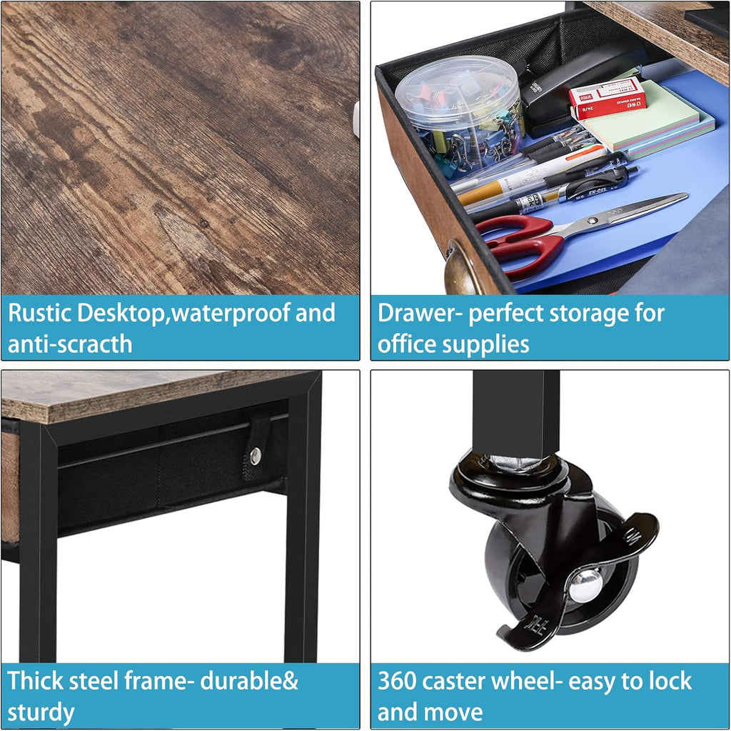 Rustic Brown 3 Tier Printer Cart with Drawer M765
