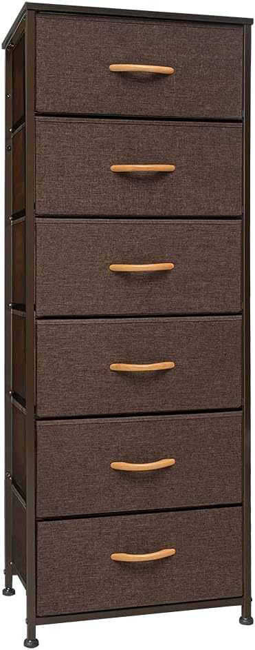 6 Drawers Vertical Dresser Storage Tower with Fabric Bins U583029