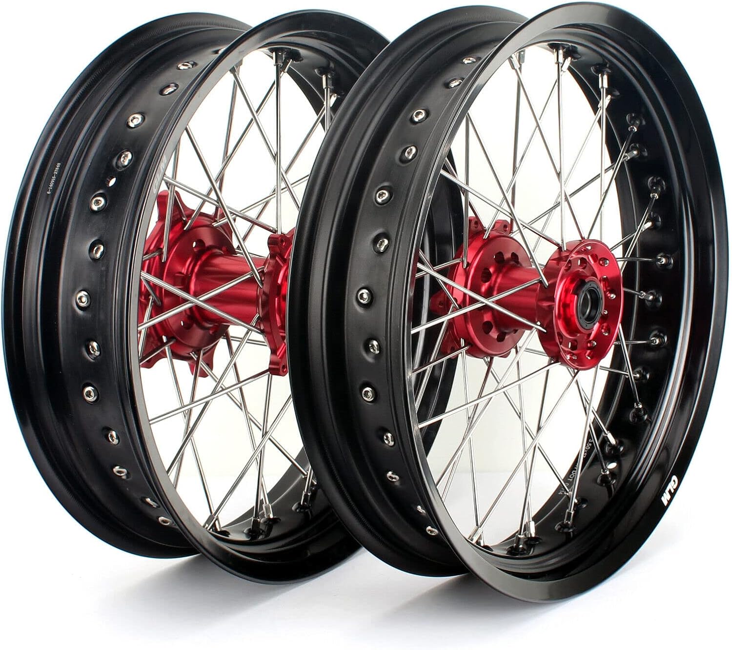 17" Supermoto Wheel Set with Brake Rotors and Rear Sprocket T7617