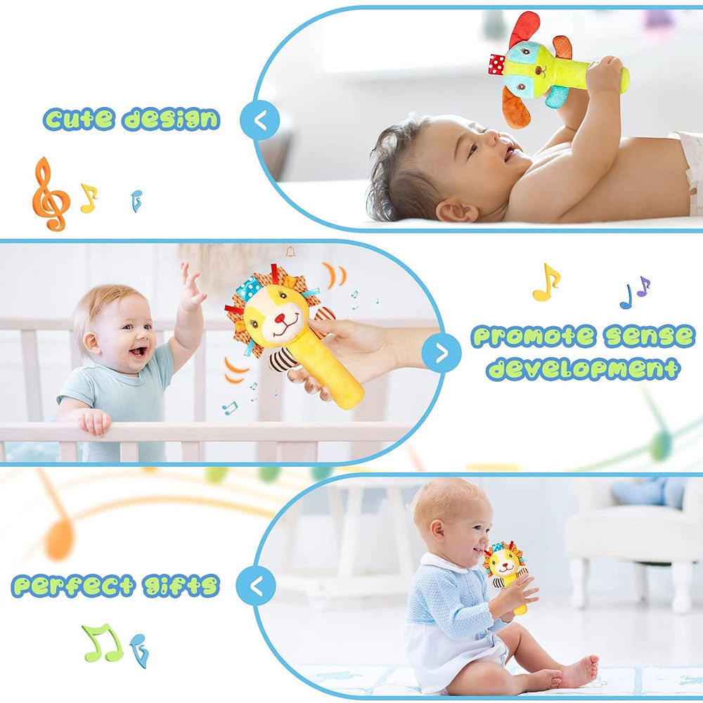 3 Pack Baby Rattles Toys Soft Rattle Sensory Toys Stuffed Animals Hand Grip Set I9845