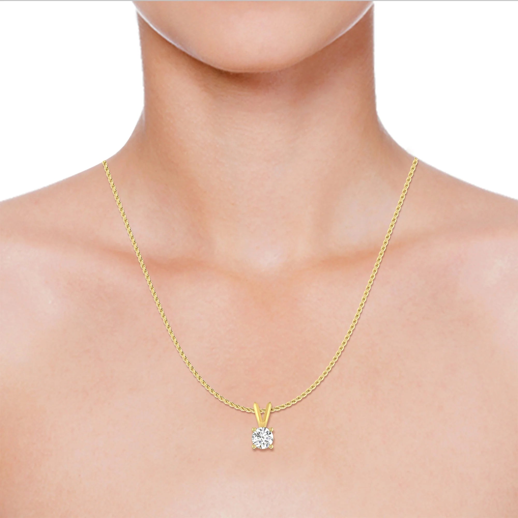10K Yellow Gold Diamond Solitaire Pendant Necklace D42276