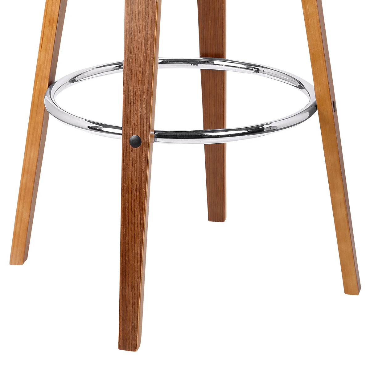 Brown Faux Leather/Walnut Wood Swivel Barstool J687200