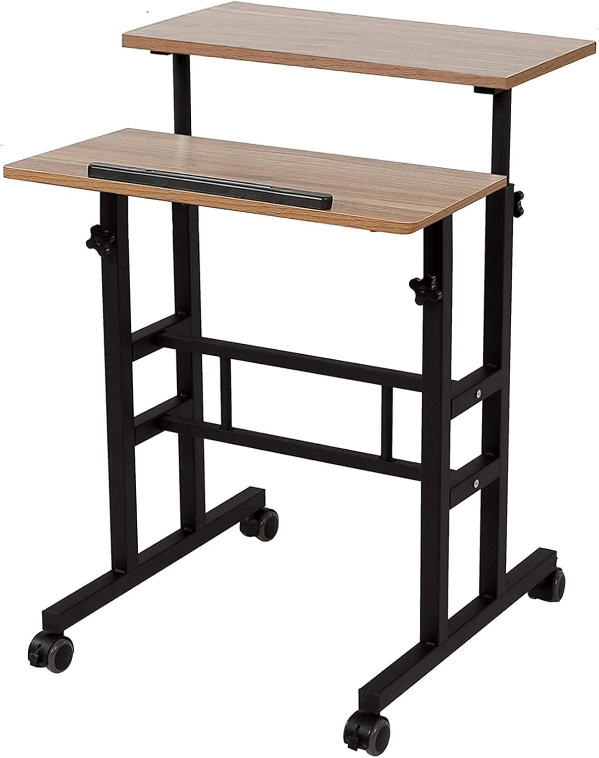 Oak Height Adjustable Standing Desk with Carpet Wheels E85226