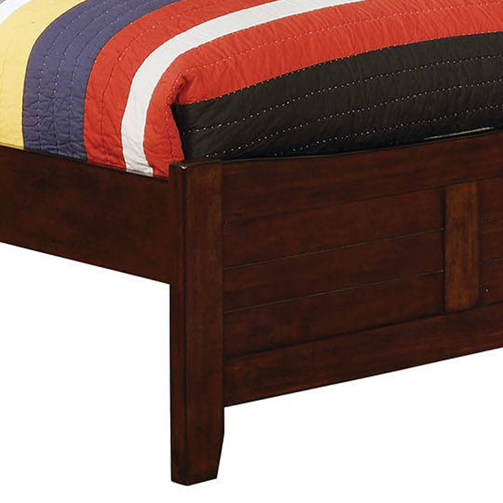 Cherry Brown Twin Bed with Plank Style Headboard J3949