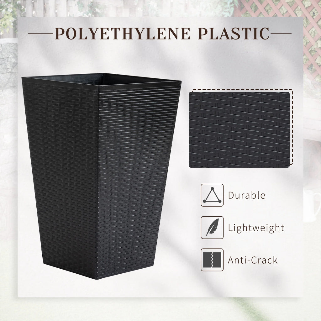 Black Set of 3 Tall Planters with Drainage Hole K7184