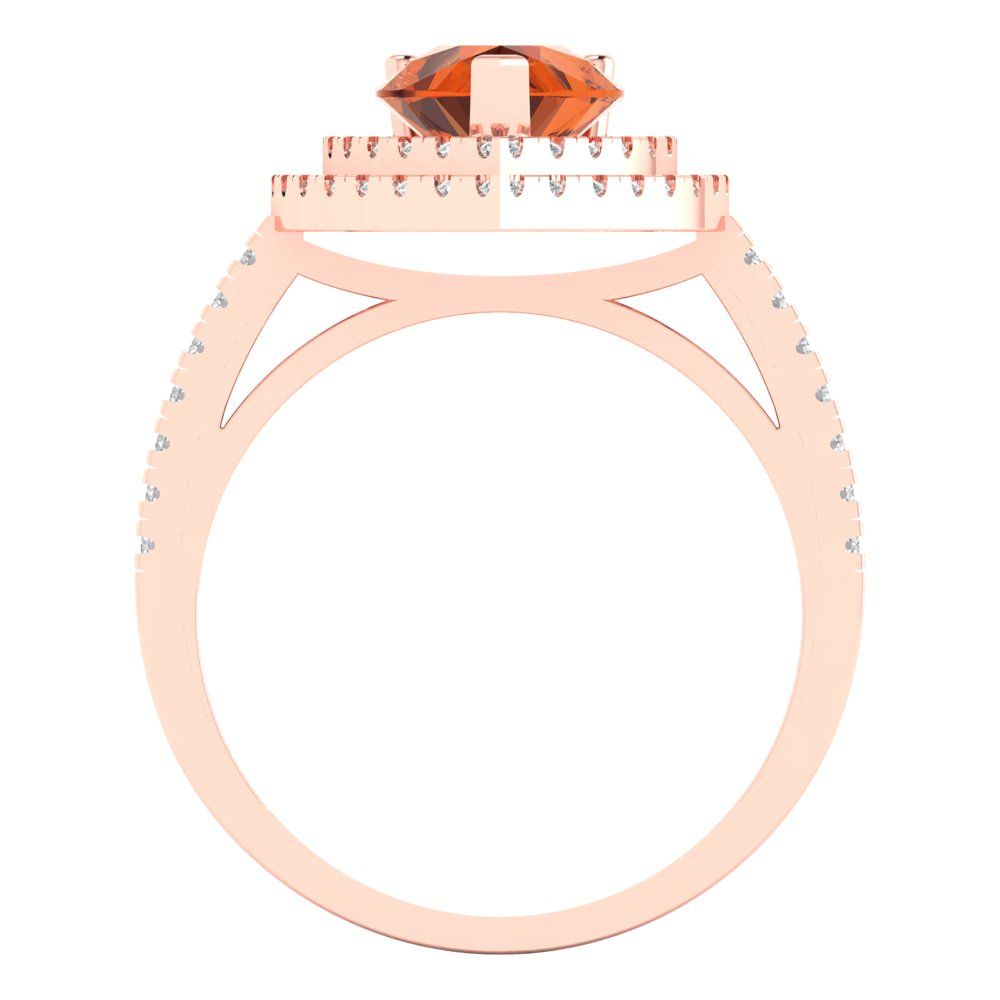 14k Rose Gold Halo Solitaire Ring size 6.5 T63872