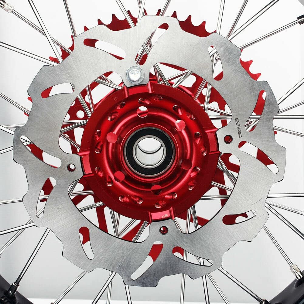 17" Supermoto Wheel Set with Brake Rotors and Rear Sprocket T7617